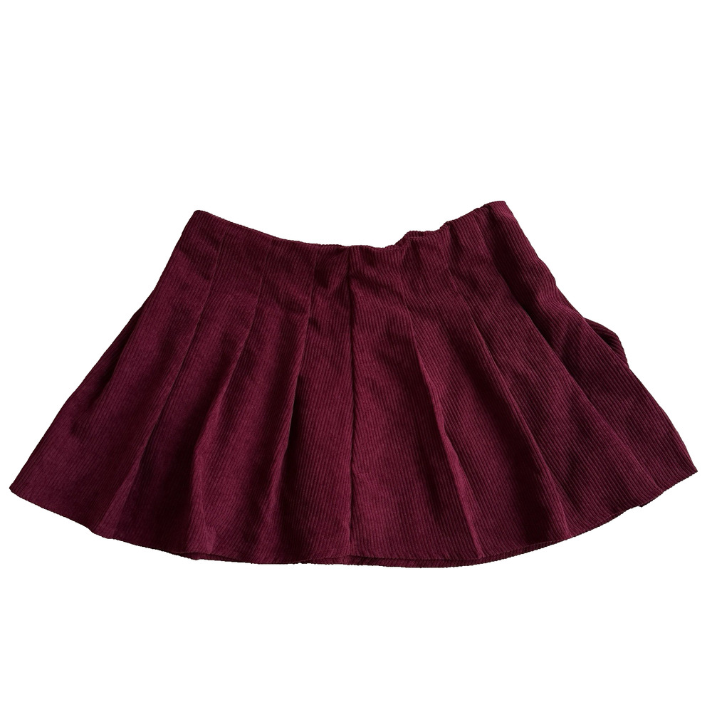 Shein Petite Large Maroon Velvet Ribbed Pull-On Skirt Soft Fit